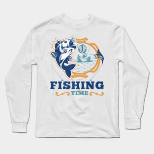 Crazy Dog T-Shirts Mens Fishing time Tshirt Funny Summer Vacation Fishing Tee for Guys Long Sleeve T-Shirt